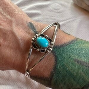 Sterling Silver Turquoise Cuff Bracelet - Blue